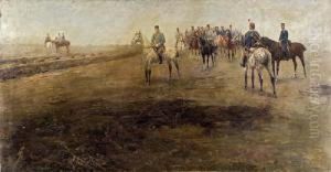 Laszl Pataky (1857 - 1912) - Kaiser Franz Joseph Im Manover. by Laszlo Pataky