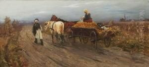 Bauernfamilie Mit Pferdefuhrwerk
Auf Dem Heimweg. by Laszlo Pataky
