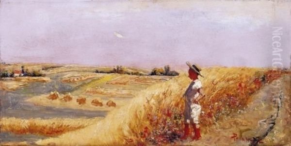 Straw - Hatted Boy In The Field - view 1