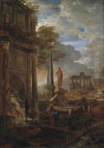 Ideal Landscape With Figures Before Romanruins by Pierre-Antoine Patel