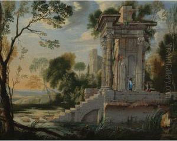 Architectural Capriccio With Figures Resting - view 1