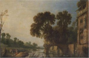 A Classical River Landscape With A Piper Playing In The Foreground A Classical River Landscape With A Piper Playing In The Foreground
