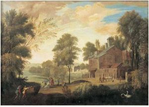 Promeneurs Et Paysans Au Bord D'un Lac by Pierre-Antoine Patel