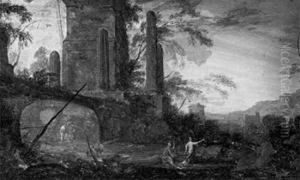 Le Christ Et La Samaritaine Dans Un Paysage by Pierre-Antoine Patel