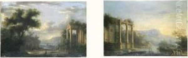 Paris 1648 - Id. 1707.
 1 - "paysage A La Riviere Et Au Temple Avec Moise Sauve Des - view 1