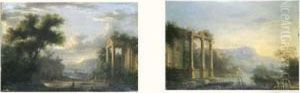 Paris 1648 - Id. 1707.
1 - "paysage A La Riviere Et Au Temple Avec Moise Sauve Des by Pierre-Antoine Patel
