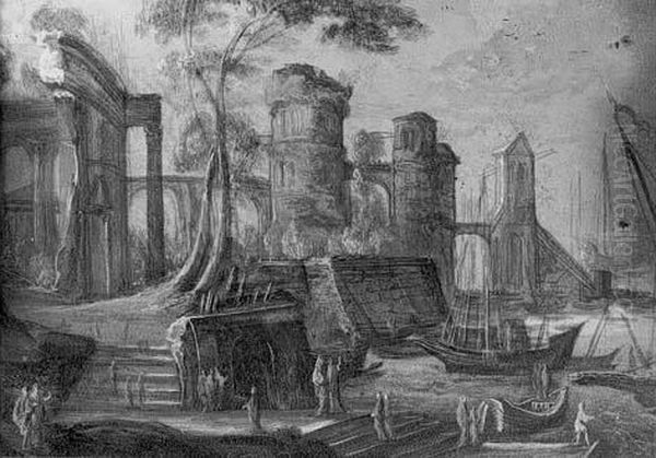 Ruines Devant Un Port Anime - view 1
