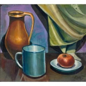 Still Life With An Apple And Jug (recto); Portrait Of A Man (verso) by Karoly Patko