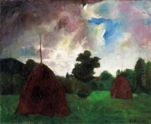 Landscape In Nagybanya With Stacks by Karoly Patko