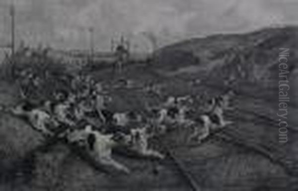 Fox Hunting Scene With Dogs
Crossing The Railway - view 1
