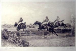 Afterthomas Blinks 'national 
Hunt Racing Scenes',engravings, Signed In Pencil, Leggat Bros Label To 
Verso, 18cm X24cm, Framed