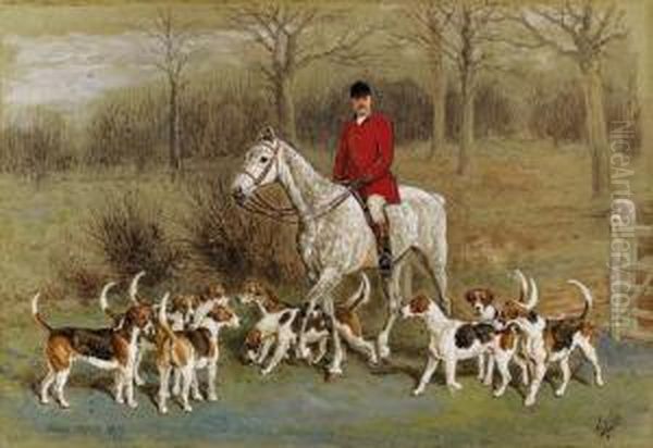 Lord Henry, 18th Baron
Willoughby De Broke (1844-1902), On Adappled Grey Hunter, With His
Hounds - view 1
