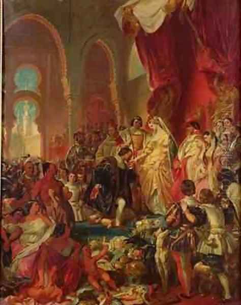 Christopher Columbus 1450-1506 Before Ferdinand II 1452-1516 of Aragon and Isabella 1451-1504 of Castille - view 1