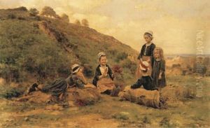 Groupe De Jeunes Bretonnes Discutant by Cesar Pattein