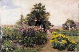 Femme Dans Un Jardin Fleuri