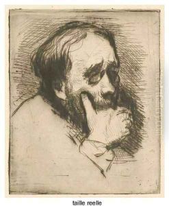 Degas, en buste, de trois quarts à droite, le menton appuye sur sa main droite