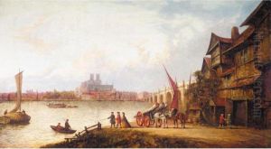 Westminster Bridge From The South Looking Towards Westminster Abbey by John Paul