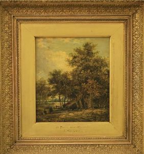 Figures In A Wooded Landscape by Joseph Paul