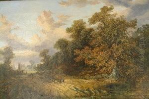 Paul, - ,landscape With 
Figures, Norwich And The Yare In The Distance, Oilson Canvas In Early 
19th Century Gilt Frame, 41 Cm X 61 Cm by Joseph Paul
