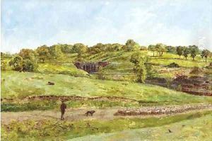 Droving sheep on Hampstead Heath by William Davis