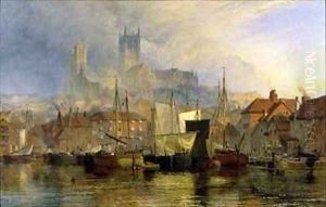 Lincoln Cathedral from the Brayford Pool by Henry Thomas Dawson