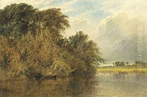 The River Trent, with men rowing in boats