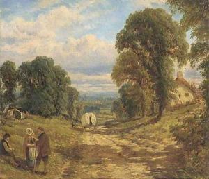 Tinkers in a wooded landscape by Henry Thomas Dawson