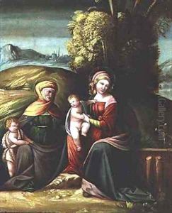 The Virgin and Child with St Elizabeth and St John in a landscape