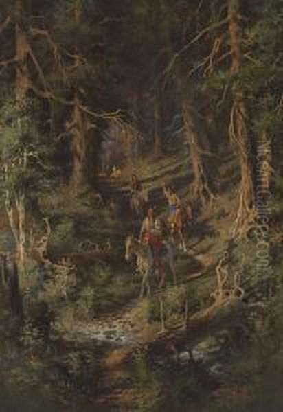 Indians In A Forest - view 1