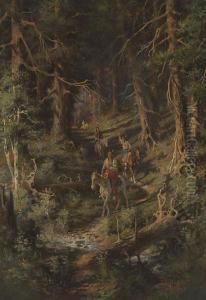 Indians In A Forest by Edgar Samuel Paxson
