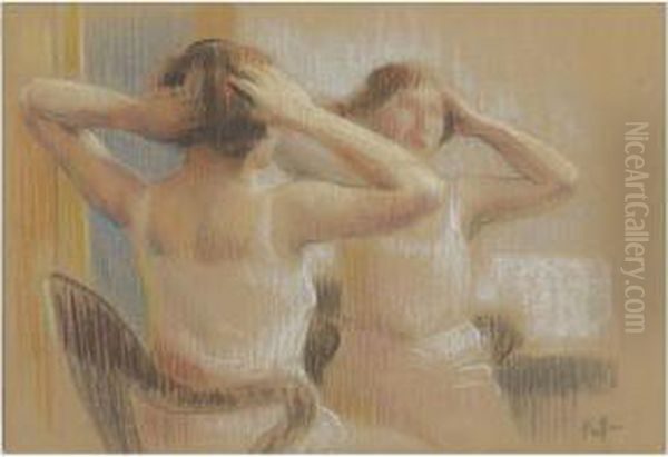 A Woman Arranging Her Hair - view 1