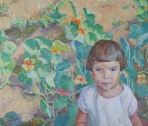 Portrait Of A Girl Amongst Flowers