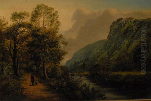 Matlock, Figure On Woodland Path Beside The Derwent by David Payne