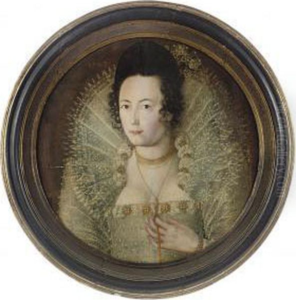 Portrait Of A Lady, Head And Shoulders, In A White Dress With Alace Ruff - view 1