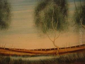 Landscape With Fence Posts