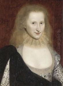 Portrait Of A Lady, Said To Be
Anne Of Denmark, Half-length, In A White Embroidered Dress by Robert Peake