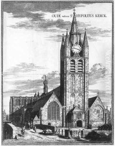 Exterior of the Oude Kerk in Delft 1667 by Coenraet Decker
