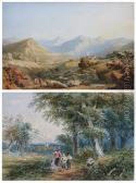 Travellers Before A Mountain Landscape - view 1