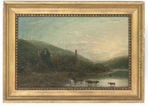 Cattle Watering Before Tintern Abbey