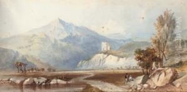 Figures Resting In A Highland Landscape - view 1