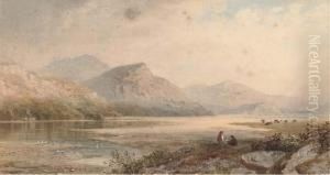 Figures Relaxing, Near Dolgelley by Cornelius Pearson
