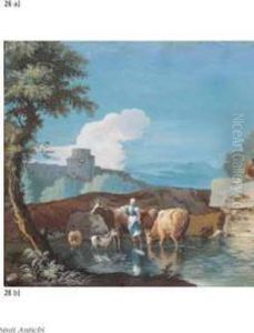 Paesaggio Invernale Con Viandanti by Domenico Pecchio