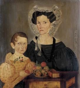 A Double Portrait Of Frances Almira Millener And Fanny Root Millener by Sheldon Peck