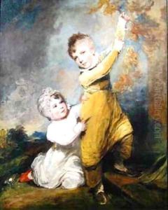 Portrait of a brother and sister by Arthur William Devis