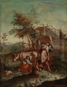 Coppia Di Paesaggi Con Figure Di Pastori thumbnail