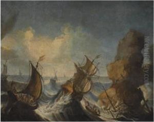Shipping Off A Rocky Coast In A Gale