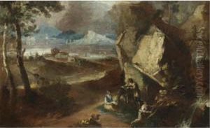 Paesaggio Con Viandanti Vicino A Un Torrente by Bartolomeo Pedon