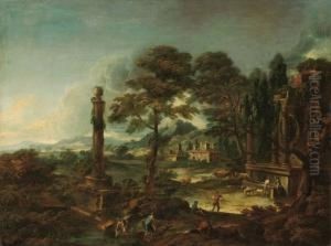 Paesaggio Con Animali, Pastori E Lavandaie