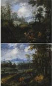 Paesaggio Con Boscaioli; Paesaggio Con Figure E Un Ponte by Bartolomeo Pedon