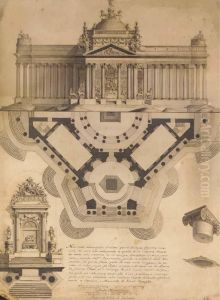 A Design For A Mausoleum: An 
Elevation And A Ground Plan Withsubsidiary Studies Of A Capital And An 
Altar